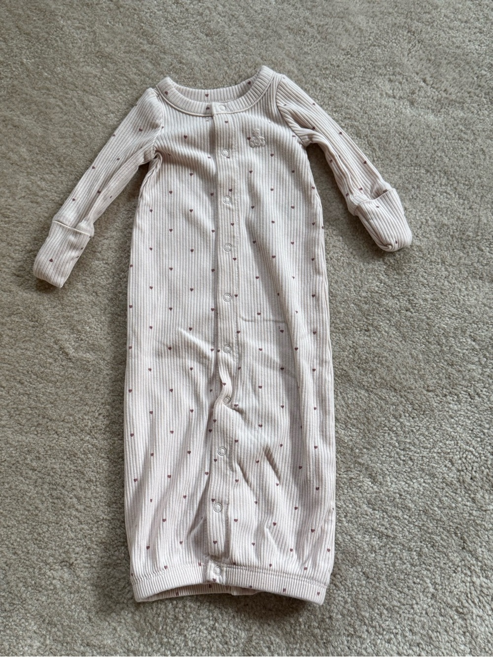 GAP Light Pink Ribbed Sleep Gown with Tiny Dot Print Up to 7lbs